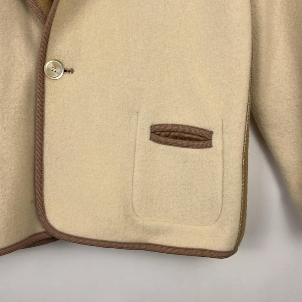 Turnaround by Cuddlecoat wool jacket reversible brown and cream M - Picture 5 of 15